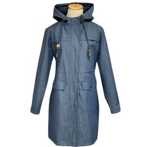 BRIDGE & BURN COAT Long sleeve Hooded Jacket Pockets Color Denim blue Size XS